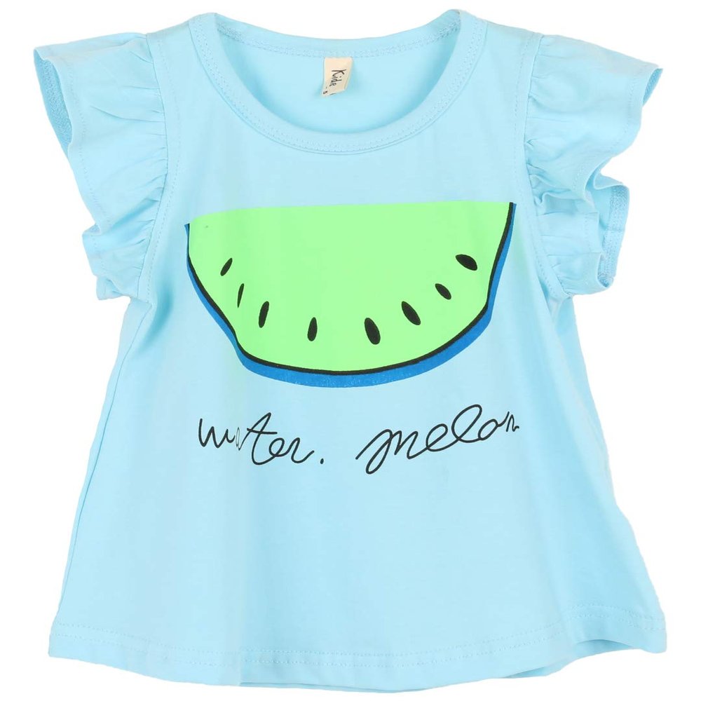 ContiKids Little Girls' Ruffle Solid Tank Tops Round Neck T-Shirt 11 Watermelon Blue