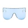 Armear Women Huge Oversized Shield Visor Sunglasses Blue Lens Futuristic Star on Frame Sun Face Mask