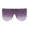 Armear Women Huge Oversized Shield Visor Sunglasses Gradient Grey Lens Futuristic Star on Frame Sun Face Mask