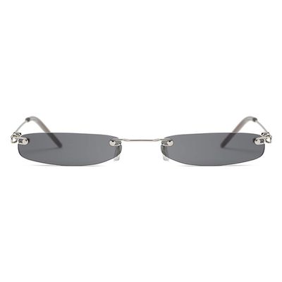 Armear Fashion Rimless Narrow Small Rectangle Sunglasses Clear Colored Lens Black