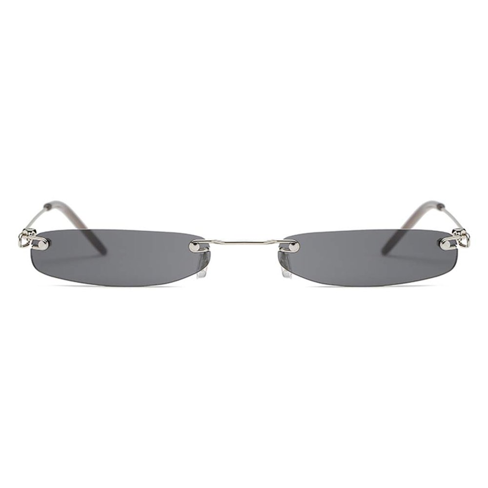 Armear Fashion Rimless Narrow Small Rectangle Sunglasses Clear Colored Lens Black