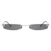 Armear Fashion Rimless Narrow Small Rectangle Sunglasses Clear Colored Lens Black