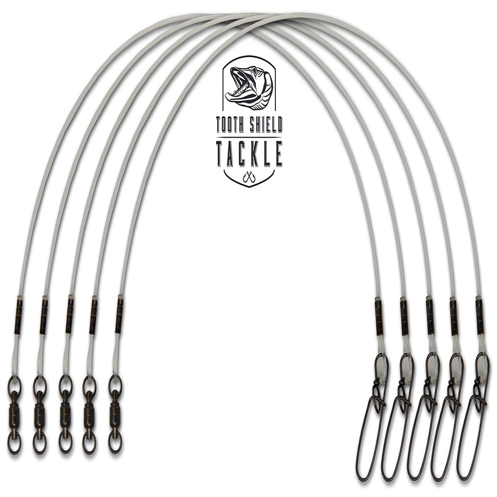 5 Pack 175 lb 6" Premium Fluorocarbon Tooth Shield Tackle Musky Leaders Muskie Pike Leader