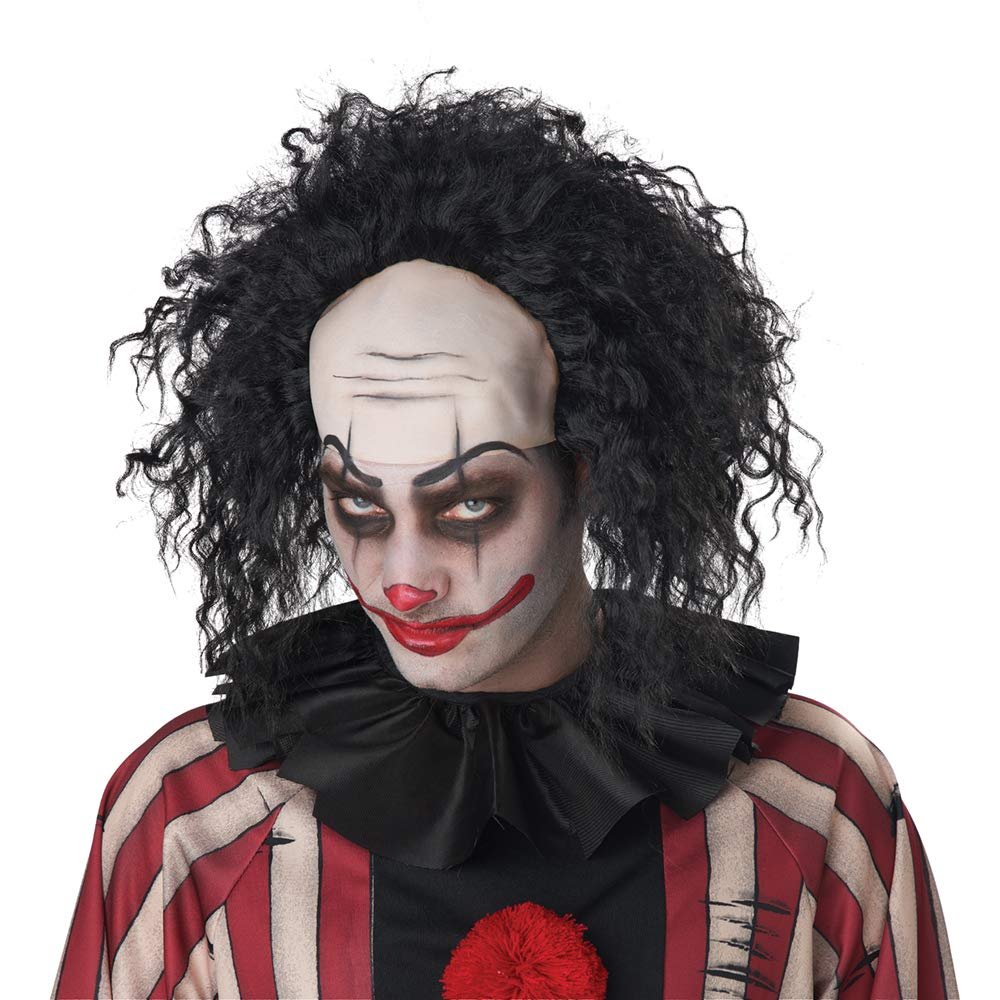 California Costumes Mens Clown Pattern Baldness Bald Cap Costume Wig, Black, One Size US