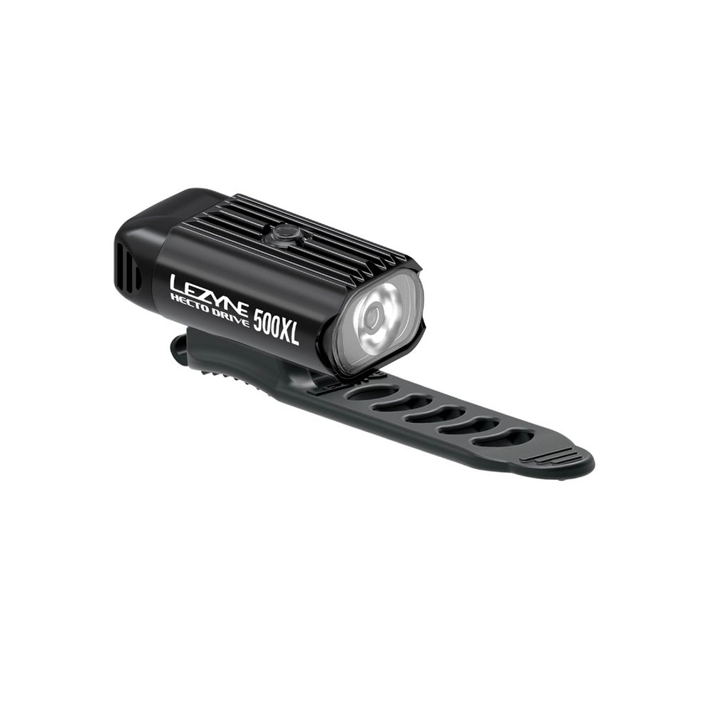 LEZYNE Hecto Drive 500XL Front Bicycle Rechargeable IPX7 White LED Road Mountain Gravel Bike Light w/Multiple Solid & Flash Modes | Integrated Versatile Mounting Strap, 500 Lumens, Gloss Black