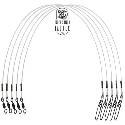 5 Pack 100 lb. Premium Fluorocarbon Tooth Shield Tackle Musky Leader Muskie Pike Leader (Crane Swivel) (36)