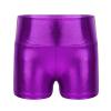Freebily Big Girls Metallic Boy-Cut Yoga Shorts Gymnastics Dance Sports Active Wear (Purple(High Waist), 10) view 1