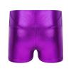 Freebily Big Girls Metallic Boy-Cut Yoga Shorts Gymnastics Dance Sports Active Wear (Purple(High Waist), 10) view 2
