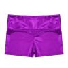 Freebily Big Girls Metallic Boy-Cut Yoga Shorts Gymnastics Dance Sports Active Wear (Purple(High Waist), 10) view 3