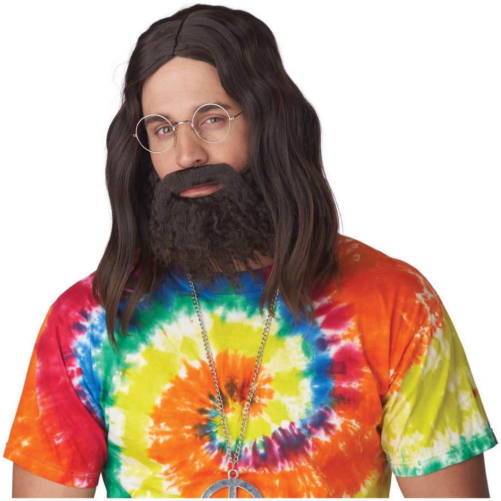 California Costumes Men's Roll It Up Wig, Beard & Moustache, Brown, One Size