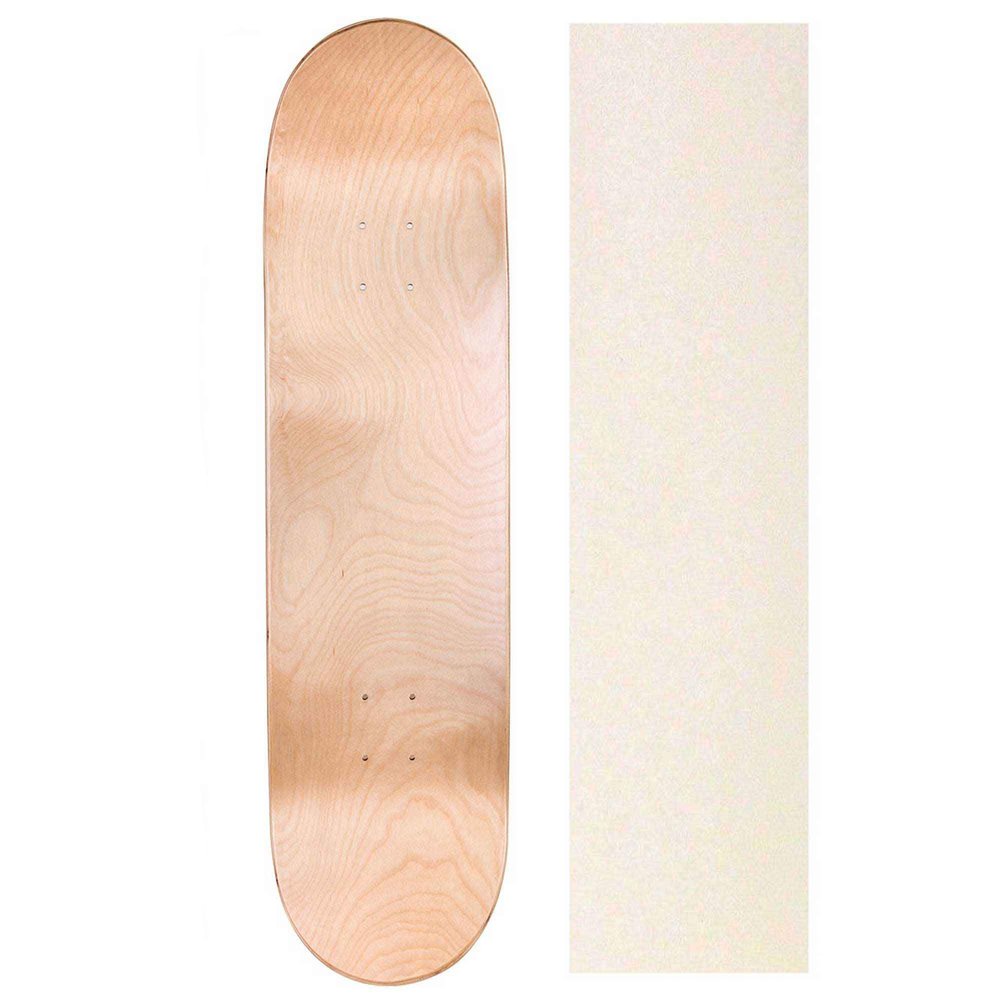 Cal 7 Blank Maple Skateboard Deck with Color Grip Tape | 7.75, 8.0, 8.25 and 8.5 Inch (Natural, 7.75 Inch)
