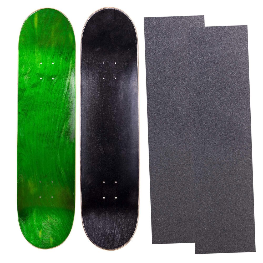 Cal 7 Blank Maple Skateboard Decks with Grip Tape| Two Pack (Green, Black, 7.75 inch)