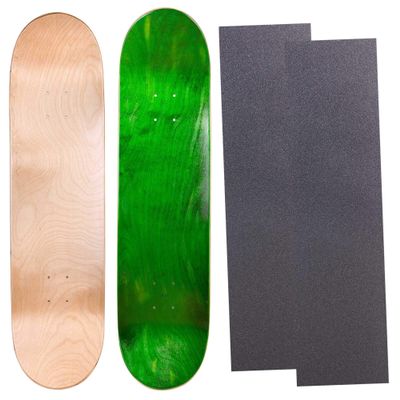 Cal 7 Blank Maple Skateboard Decks with Grip Tape | Two Pack (Natural, Green, 7.75 inch)