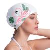 COPOZZ Womens Swim Cap for All Hair - Large, Comfortable Silicone Swimming Cap, Waterproof Design for Long, Short, Thick & Curly Hair | Secure & Comfortable Fit (Flamingo-12yrs+) view 1