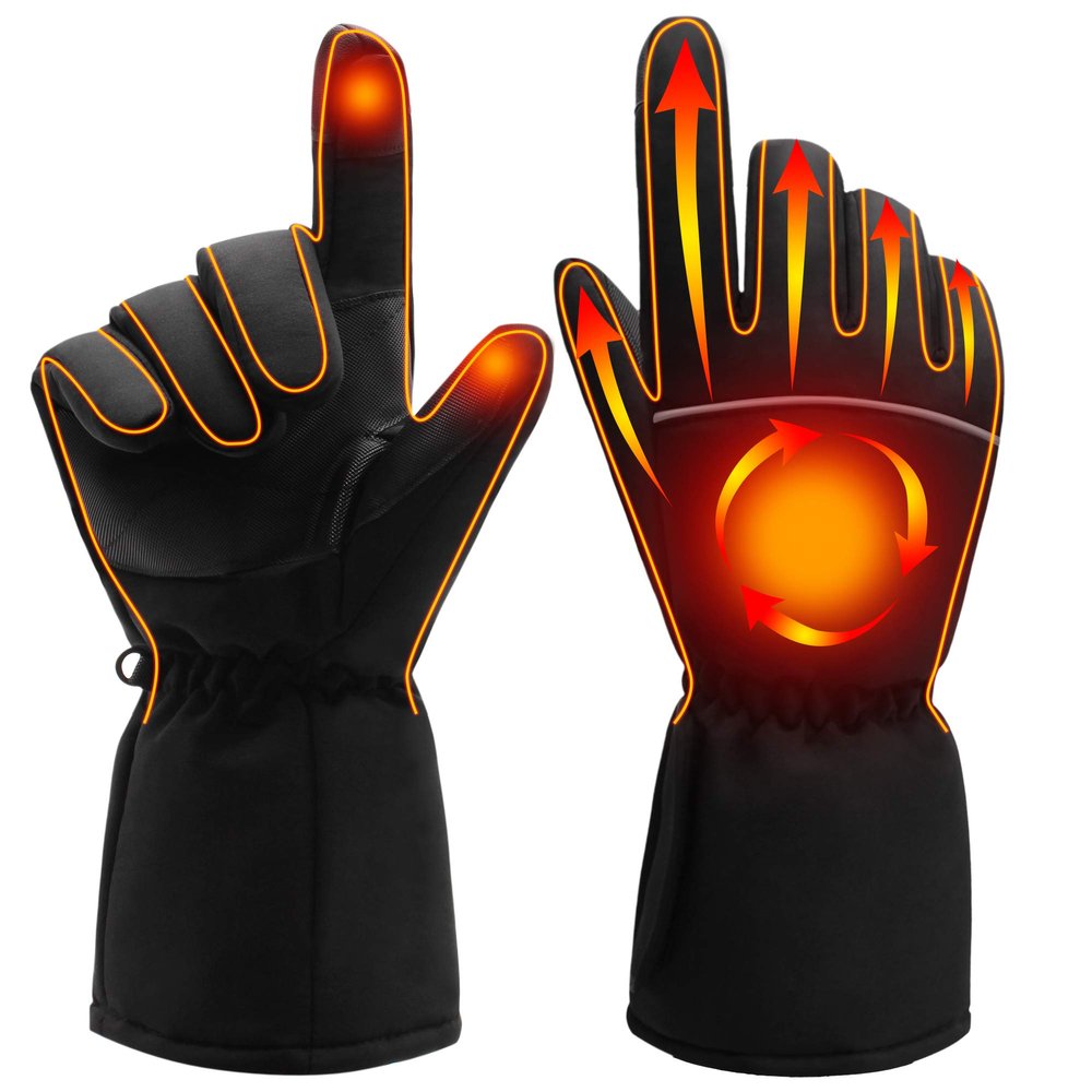 Spring Electric Heated Gloves,Portable Battery Heating Thermal Gloves,Waterproof Touchscreen Gloves for Cycling,Motorcycle,Hiking,Snowboarding Outdoor Winter Sport