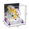 Better Display Cases Acrylic Lacrosse Helmet Display Case with Mirror, Purple Risers and Clear Base (A002-PR) view 2