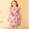 21KIDS Girls Floral Maxi Dress Short Sleeve Summer Dress with Pockets, Pink, 12 Years view 3