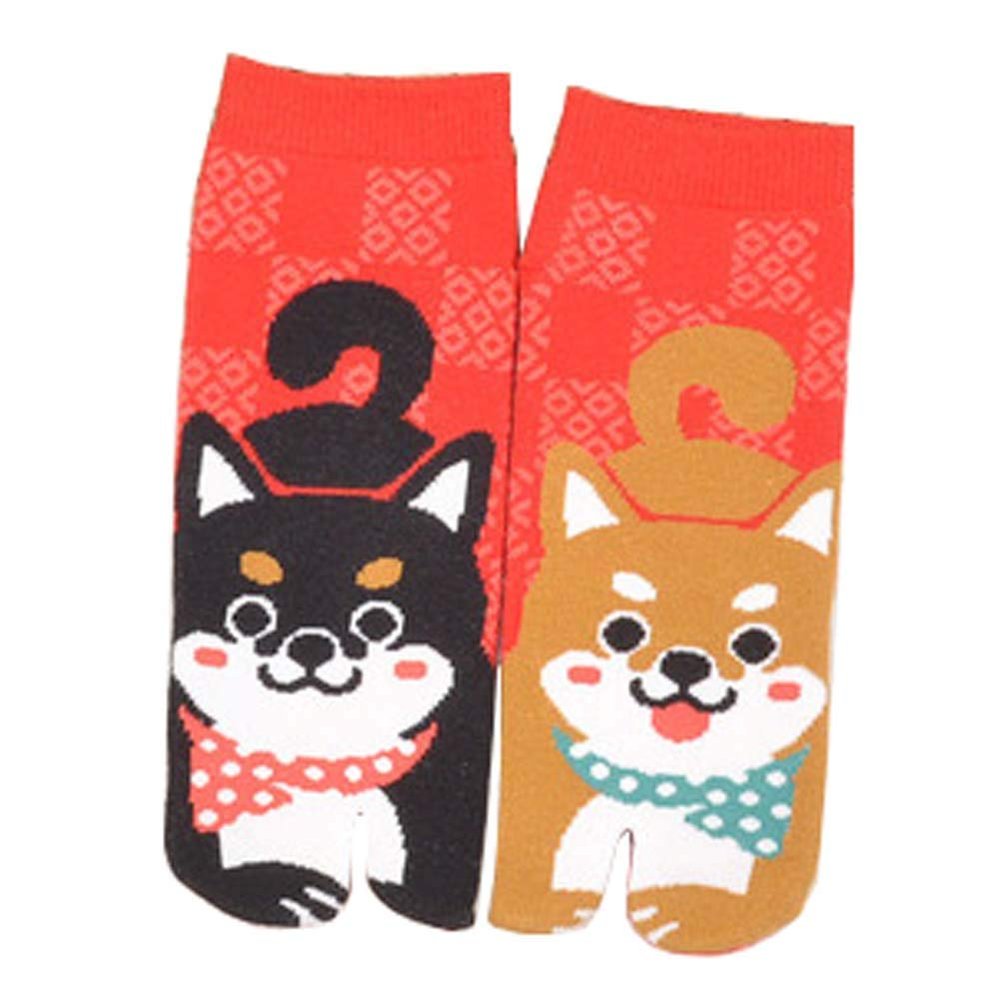 thefancypumpkin Japanese Style Creative Sandal Split Toe Tabi Ninja Geta Socks Geisha Socks for Women, S-05