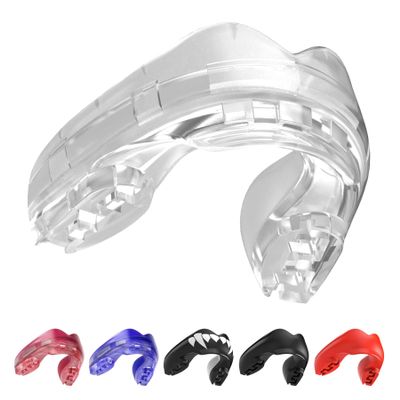 SAFEJAWZ Mouthguard for Braces, Upper & Lower Protection Remoldable Mouth Guard with Case for Boxing, Basketball, Football, MMA, Lacrosse, Hockey and All Contact Sports One Size (Transparent)
