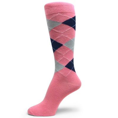 Spotlight Hosiery Men Argyle Dress Socks Small Size.Pink/Navy/Light Gray