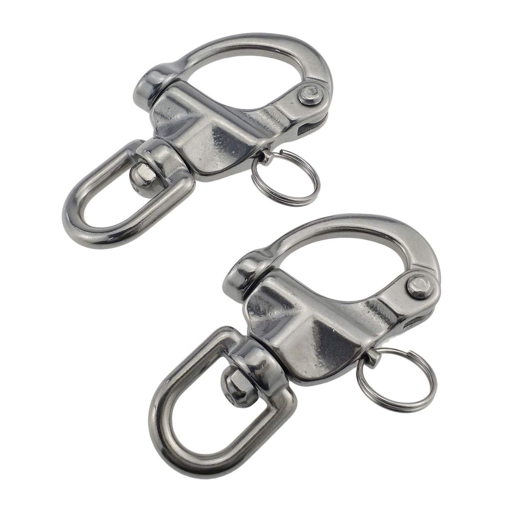 keehui Pair 3-1/2inches Swivel Eye Snap Shackle Quick Release Bail Rigging Sailing Boat Marine 316 Stainless Steel for Sailboat Spinnaker Halyard