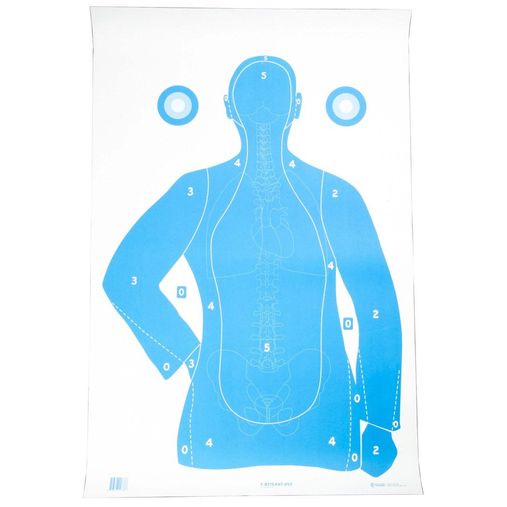 Action Target B-21E Blue w/Anatomy Scoring, Pack of 100, Blue, F-B21EANT-AV2