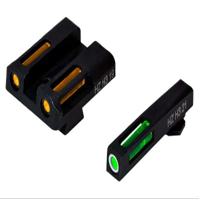 HIVIZ Litewave H3 Sight Tritium LitePipe Day/Night for All Glock Models Chambered in 45 ACP, Green/Orange litepipes w/White Front Ring