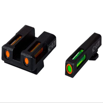 HIVIZ Litewave H3 Sight Tritium LitePipe Day/Night for All Glock Models Chambered in 9mm, Green/Orange litepipes w/Orange Front Ring