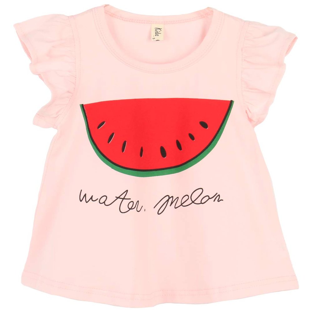 ContiKids Little Girls' Ruffle Solid Tank Tops Round Neck T-Shirt (Watermelon Pink, 9 (4-5 Years))