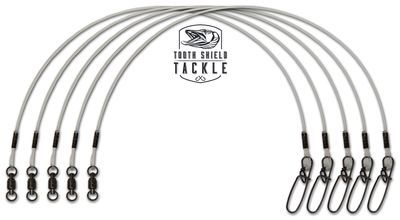 5 Pack 80 lb 6" Premium Fluorocarbon Tooth Shield Tackle Musky Leaders Muskie Pike Leader (Ball Bearing Swivel)