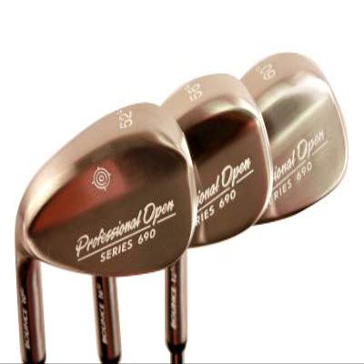 Left Handed Professional Open Series 690 Senior Men's Golf Wedge Set: 52 Gap Wedge (GW), 56 Sand Wedge (SW), 60 Lob Wedge (LW) Senior Flex Steel Shaft with Premium Arthritic Men's Golf Grip