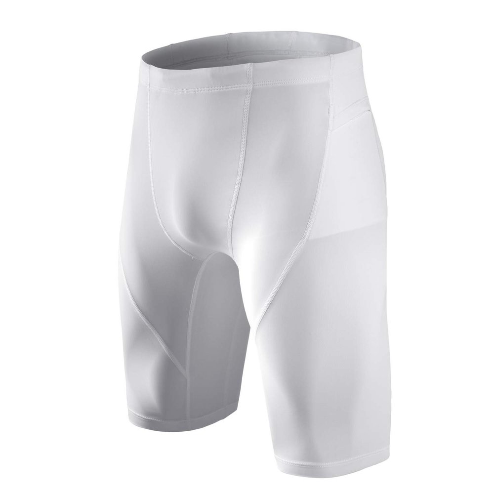 beroy Mens Compression Shorts Training Athletics Workout Tight Sports Base Layer with One Pocket for Phone(White,XL)