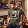 Custom T Shirts for Men Women Personalized Photo Text Logo Unisex Cotton Tee Design Your Own Front Back Print Adult Shirt Heather Military Green view 3