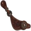 Showman Ladies Size Argentina Cow Leather Floral Tooled Spur Straps w/Copper Conchos view 1