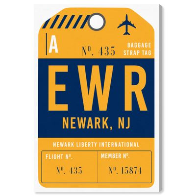 Cities and Skylines Wall Art Canvas Prints 'Newark Luggage Tag'
