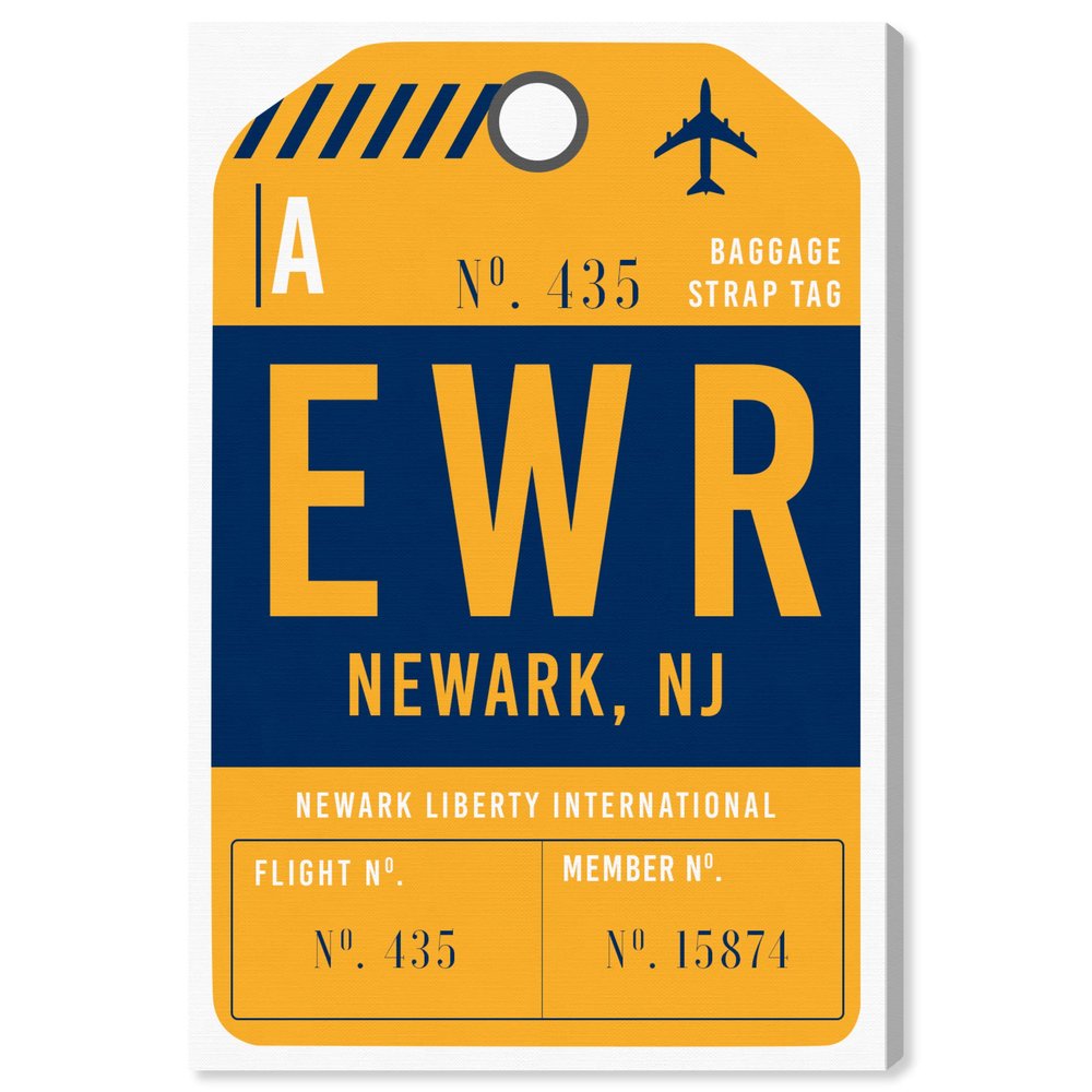 Cities and Skylines Wall Art Canvas Prints 'Newark Luggage Tag'