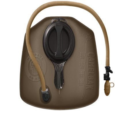 CamelBak Mil-Spec Crux 100 oz/3L Lumbar Reservoir - Tactical Hydration Bladder - Faster Water Flow Rate - Leak-Proof Water Bladder - Ergonomic Shape - Big Bite Valve - BPA-Free, Brown