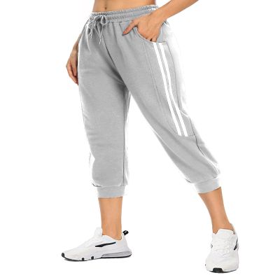 KaiDi Women's Capri Joggers Jersey Sweatpants (Gray,S)