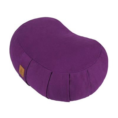 FelizMax Crescent Zafu Meditation Pillow, 44x28x14cm, Zabuton Yoga Bolster, Meditation Cushion, Floor Pouf Yoga Pillow, Zippered Organic Cotton Cover, Natural Buckwheat, Large Kneeling Pillow-Purple