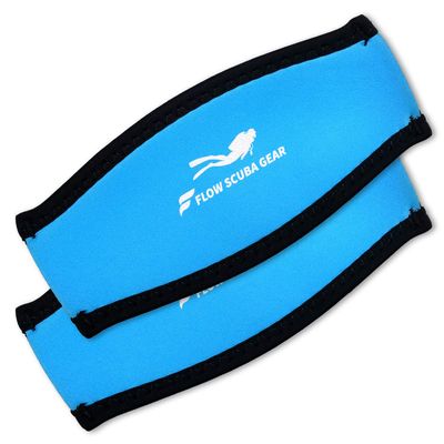 Flow Scuba Gear - Neoprene Cover for Dive and Snorkel Mask Strap (Blue 2-Pack)