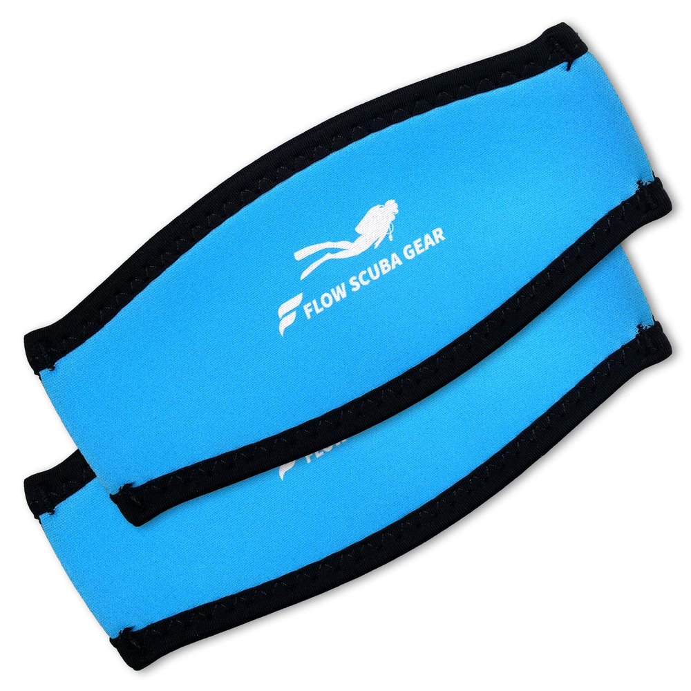 Flow Scuba Gear - Neoprene Cover for Dive and Snorkel Mask Strap (Blue 2-Pack)