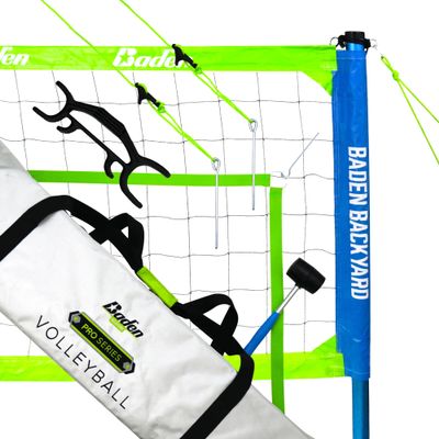 Baden Pro Outdoor Volleyball Set Professional-Grade Net, Adjustable Poles, and Official Size Ball, Green/Blue for Outdoor Play