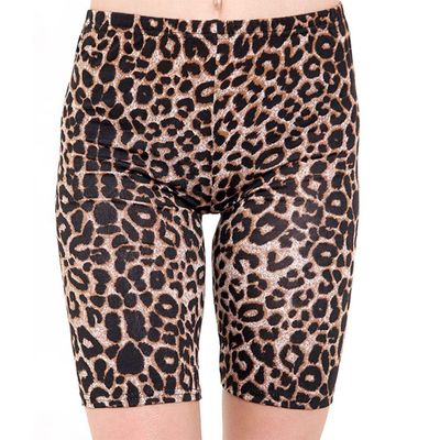 Ladies Leopard Rose Skull Printed Cycling Shorts Womens Gym Wear Stretchy Hot Pants Brown Leopard Small/Medium