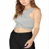 Bestisun Cropped Tops Workout Yoga Shirts Twist Front Athletic Wear Muscle Tank for Women Gray XS view 3