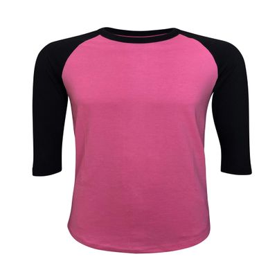 ILTEX Plain Raglan Lightweight Cotton and Polyester T-Shirt 3/4 Sleeves Athletic Baseball Jersey Unisex Multi Function Sports, Outdoors and Gym (30+ Colors) (Pink/Black, Medium)