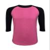 ILTEX Plain Raglan Lightweight Cotton and Polyester T-Shirt 3/4 Sleeves Athletic Baseball Jersey Unisex Multi Function Sports, Outdoors and Gym (30+ Colors) (Pink/Black, Medium) view 1