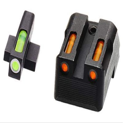 HiViz Litewave H3 Sight Tritium LitePipe Day/Night for Kimber 1911 Models with Fixed Rear Sight, Green/Orange litepipes w/White Front Ring, One Size (KBN421)