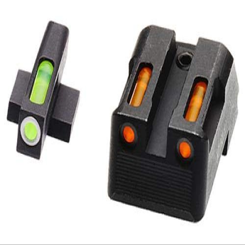 HiViz Litewave H3 Sight Tritium LitePipe Day/Night for Kimber 1911 Models with Fixed Rear Sight, Green/Orange litepipes w/White Front Ring, One Size (KBN421)