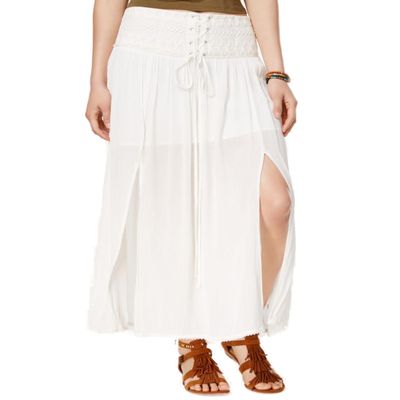 American Rag Lace Up Maxi Skirt White XS