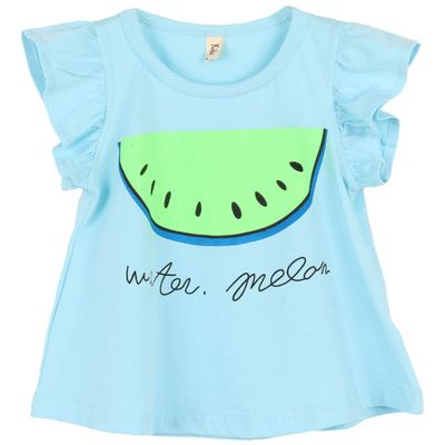 ContiKids Little Girls' Ruffle Solid Tank Tops Round Neck T-Shirt 5 Watermelon Blue